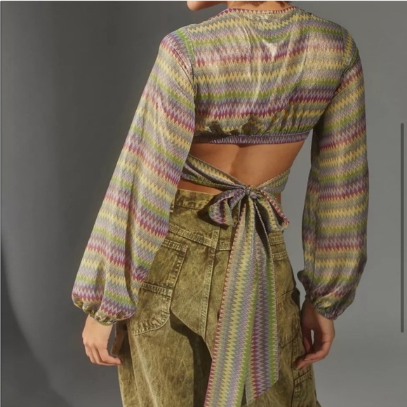 NWOT Urban Outfitters Kary Keyhole Tie Back Top - Size L - Picture 5 of 13